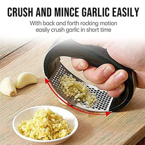 Stainless Steel Garlic Press with Ergonomic Handle - Image 2