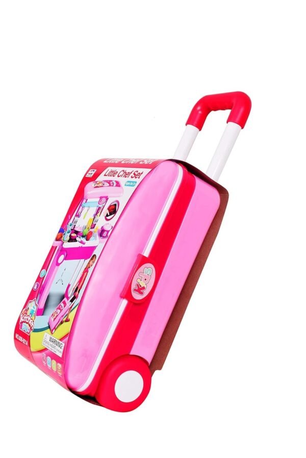 Little Chef 2 in 1 Kitchen Play Set, Pretend Play Trolly Kitchen Kit for Kids with Suitcase Trolley Carrycase - Image 2
