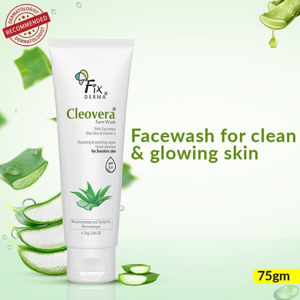 Fixderma Cleovera Face Wash - For Sensitive Skin, 75 g - Image 3