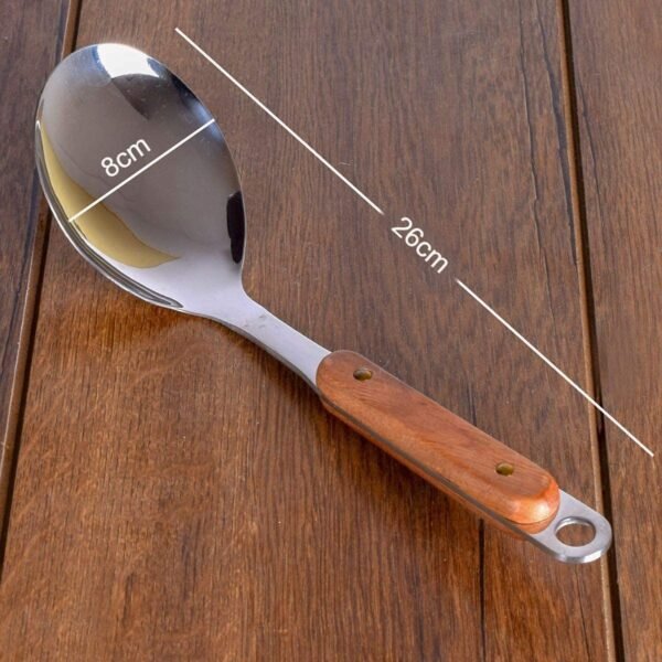 6 Piece Stainless Steel Utensils Set Wooden Handle - Image 4