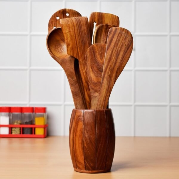 Wooden Cooking Spoon Set, 7-Piece, Brown, 35 Cm