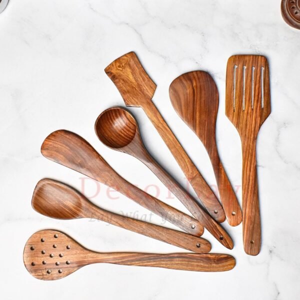 Wooden Cooking Spoon Set, 7-Piece, Brown, 35 Cm - Image 3